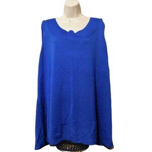 Avenue Blouse 26 28 Royal Blue Sleeveless Sweater Shell Lightweight Acrylic